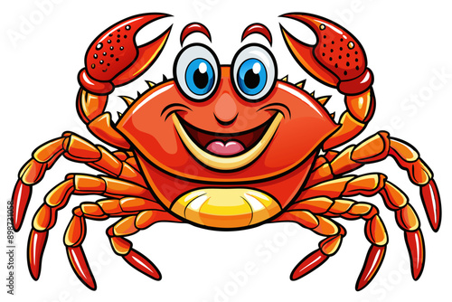 Funny Crab Vector Illustration with White Background Cartoons, Clipart, Line Art Design, Funny crab vector illustration, perfect for cartoons, clipart, and line art designs with a white background.