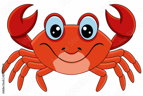 Funny Crab Vector Illustration with White Background Cartoons, Clipart, Line Art Design, Funny crab vector illustration, perfect for cartoons, clipart, and line art designs with a white background.