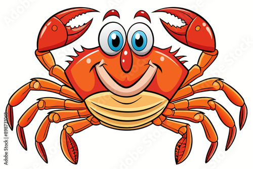 Funny Crab Vector Illustration with White Background Cartoons, Clipart, Line Art Design, Funny crab vector illustration, perfect for cartoons, clipart, and line art designs with a white background. photo