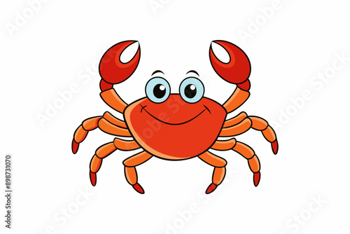 Funny Crab Vector Illustration with White Background Cartoons, Clipart, Line Art Design, Funny crab vector illustration, perfect for cartoons, clipart, and line art designs with a white background.