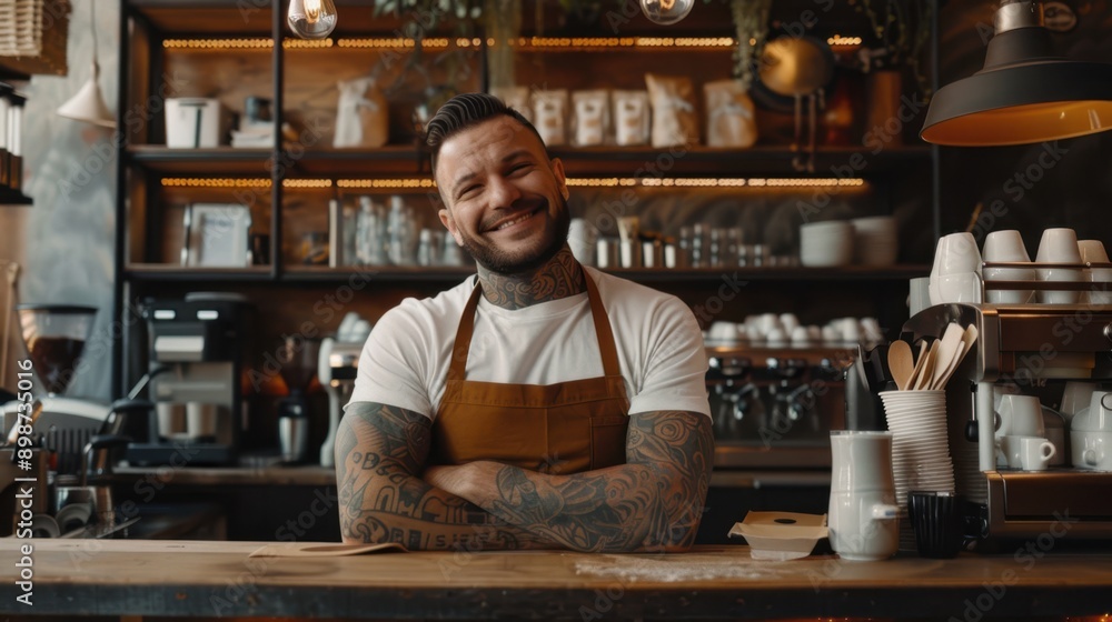 Fototapeta premium The Smiling Tattooed Barista
