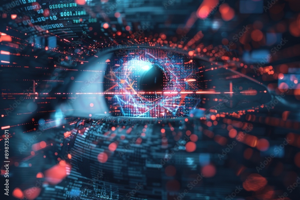 Fototapeta premium Abstract digital privacy visualization, data security in AI technology, futuristic and high resolution