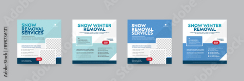 Snow removal or cleaning service square instagram banner for social media post.