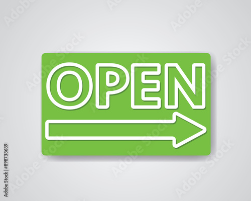 Open Sign with a Green Rectangular Board Icon