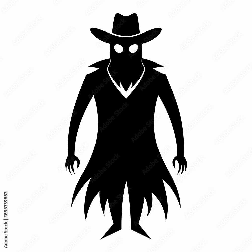 Halloween cowboy ghost black vector silhouette Halloween cowboy ghost black vector silhouette