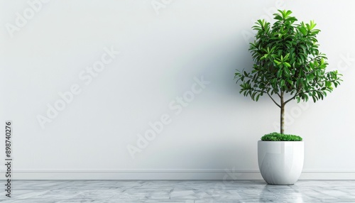 Potted Plant on White Floor