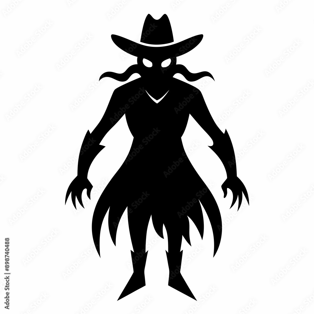 Halloween cowboy ghost black vector silhouette Halloween cowboy ghost black vector silhouette