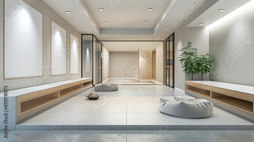 Room With White Furniture and Potted Plant