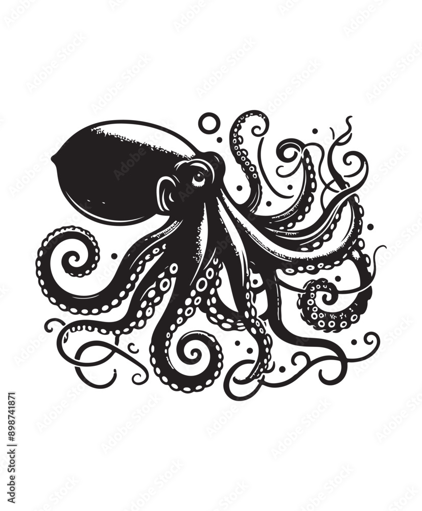 vector octopus vector art,graphics octopuss icons set,vintage illustration octopus clipart,vector octopuss flat style artwork design