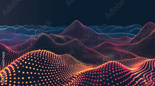 Wallpaper Mural Abstract colorful particle landscape forming from data connections representing big data, technology and digital world Torontodigital.ca