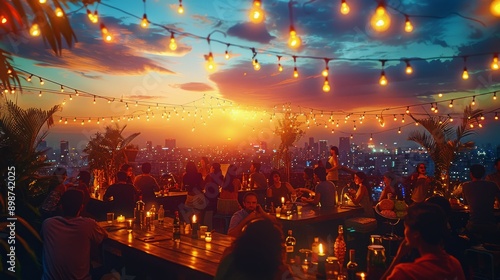 People Sitting Around a Table With Lights