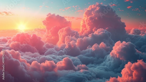 Sunlit Sky Filled With Clouds
