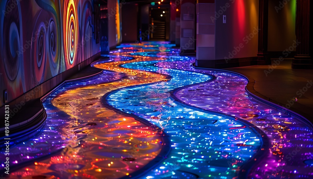 Obraz premium a colorful floor with lights.