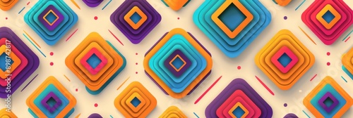 Wallpaper Mural Abstract Geometric Pattern with Layered Colorful Torontodigital.ca