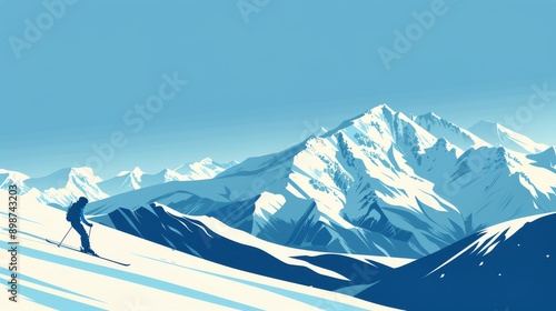 Man Standing on Snow-Covered Slope
