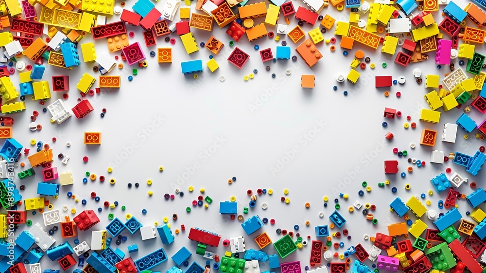 A colorful array of blocks is spread out against a white background, showcasing various shapes and sizes. This image highlights the diversity A colorful array of blocks is spread out against a white background, showcasing various shapes and sizes. This image highlights the diversity