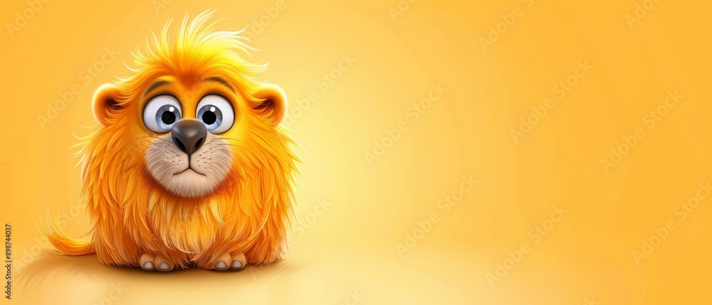 Obraz premium A cartoon animal, tightly framed, gazes sadly at the viewer against a bright yellow backdrop