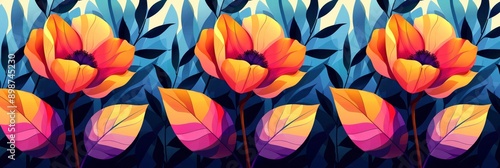 Wallpaper Mural Abstract Floral Pattern with Vibrant Colors Torontodigital.ca