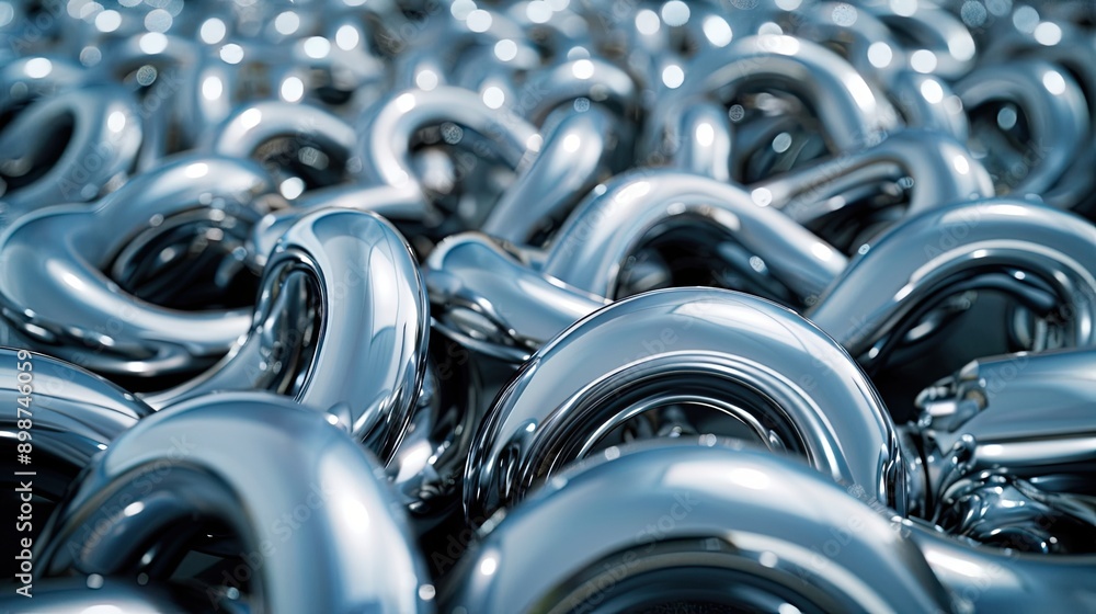 The shiny chrome tubes are twisted and intertwined. Industrial background. Illustration for banner, poster, cover, brochure or presentation. The shiny chrome tubes are twisted and intertwined. Industrial background. Illustration for banner, poster, cover, brochure or presentation.