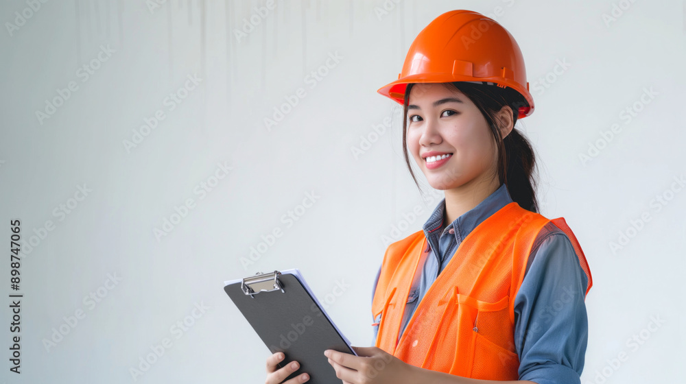 confident smiling female asian construction engineer confident smiling female asian construction engineer