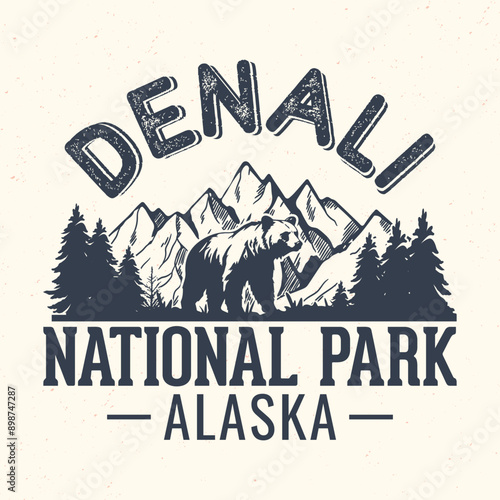 Denali National Park, Alaska - Adventure t-shirt design for tourism