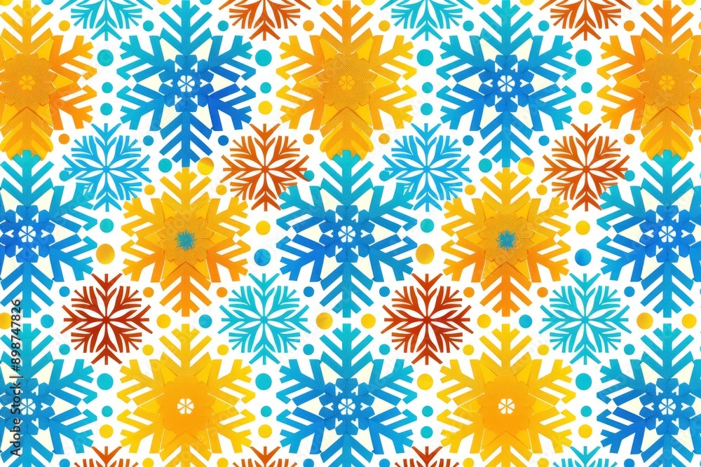 Colorful Snowflake Pattern Seamless Background Colorful Snowflake Pattern Seamless Background