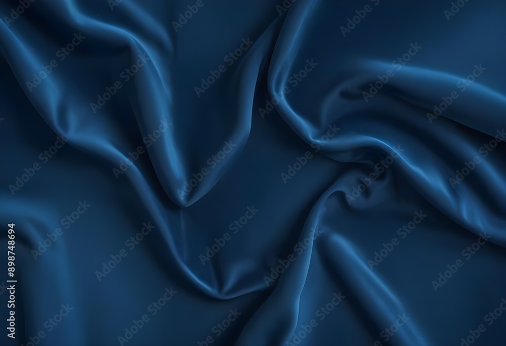 Fototapeta premium Blue velvet texture sample background, smooth, some waves, well enlighted