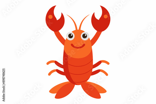 Funny Lobster Vector Illustration and Cartoon Clipart with White Background, Funny lobster vector, cartoon clipart, and line art on white background.