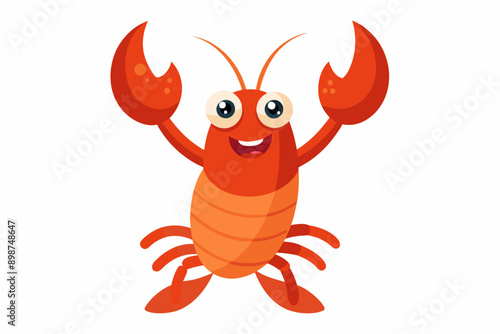 Funny Lobster Vector Illustration and Cartoon Clipart with White Background, Funny lobster vector, cartoon clipart, and line art on white background.