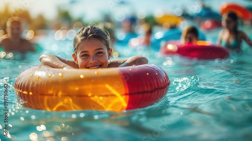 Obraz na płótnie Children Enjoying Fun in the Sun at Summer Camp Water Activities w salonie