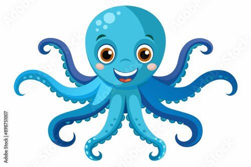 Funny Octopus Vector Illustration Cartoon, Clipart And Line Art Design on White Background, Funny octopus cartoon vector with white background: clipart, illustration, and line art design.