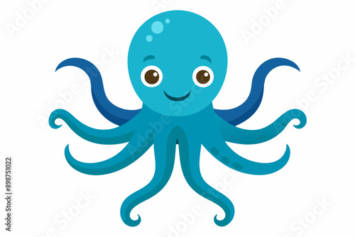Funny Octopus Vector Illustration Cartoon, Clipart And Line Art Design on White Background, Funny octopus cartoon vector with white background: clipart, illustration, and line art design.
