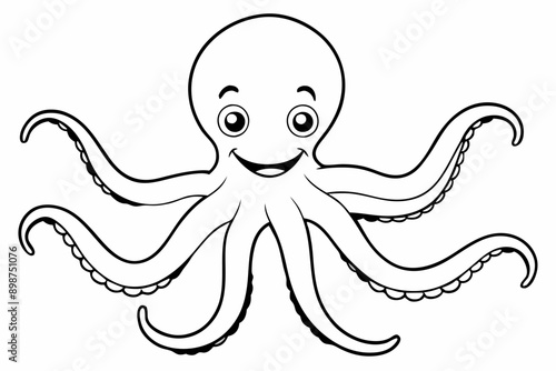 Funny Octopus Vector Illustration Cartoon, Clipart And Line Art Design on White Background, Funny octopus cartoon vector with white background: clipart, illustration, and line art design.