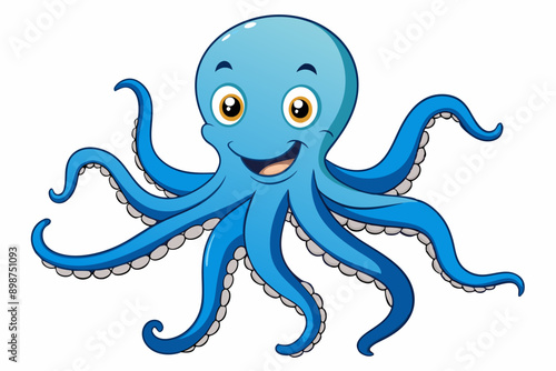 Funny Octopus Vector Illustration Cartoon, Clipart And Line Art Design on White Background, Funny octopus cartoon vector with white background: clipart, illustration, and line art design.