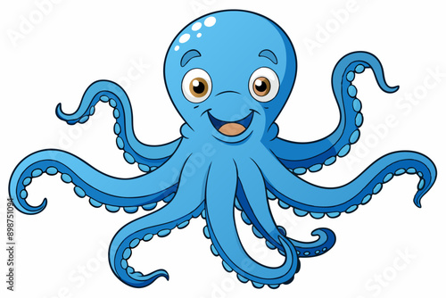 Funny Octopus Vector Illustration Cartoon, Clipart And Line Art Design on White Background, Funny octopus cartoon vector with white background: clipart, illustration, and line art design.