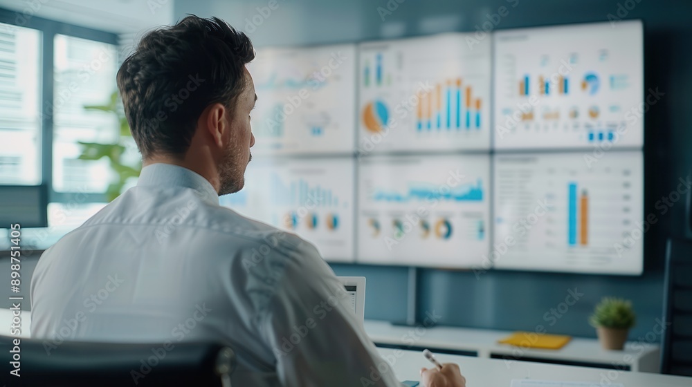 Data-Driven ESG Decision Making in Meeting Room with Businessperson Analyzing Graphs Data-Driven ESG Decision Making in Meeting Room with Businessperson Analyzing Graphs