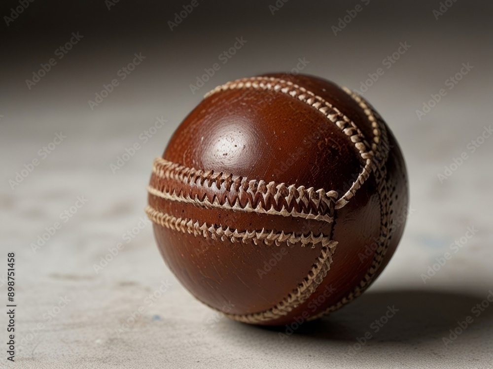 A worn leather cricket ball on white background. AI generated. A worn leather cricket ball on white background. AI generated.