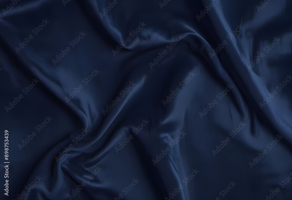 Fototapeta premium Dark blue velvet texture sample background, smooth, some waves, well enlighted