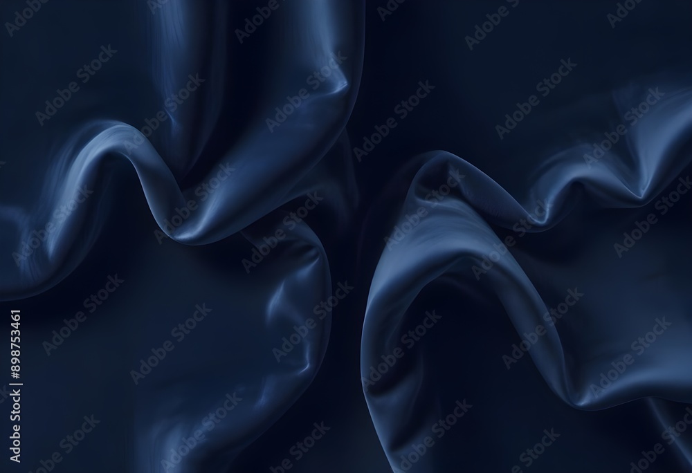 Fototapeta premium Dark blue velvet texture sample background, smooth, some waves, well enlighted
