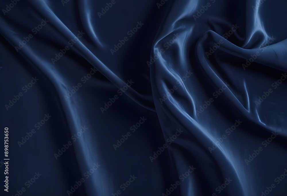Fototapeta premium Dark blue velvet texture sample background, smooth, some waves, well enlighted