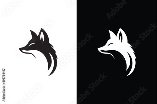 Fox icon silhouette isolated vector images of wild animals. Fox silhouette isolated on black background