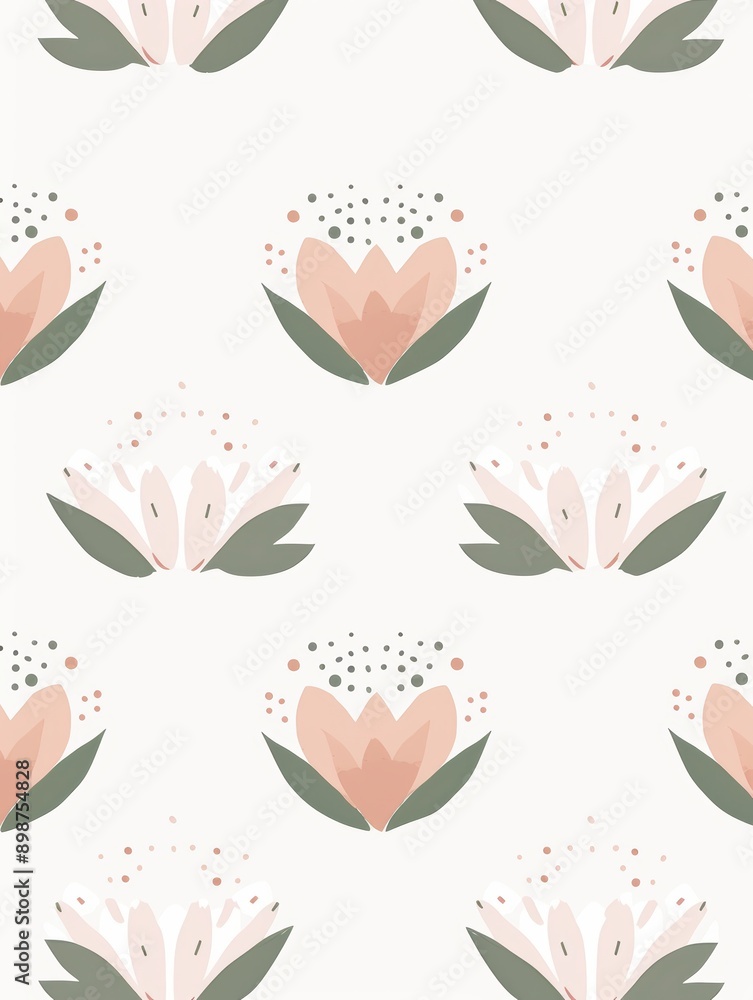 A floral pattern is displayed on a white background A floral pattern is displayed on a white background
