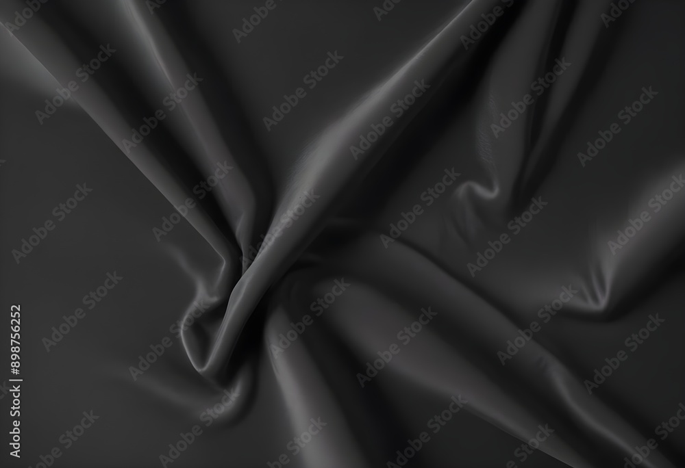 Fototapeta premium Dark grey velvet texture sample, gray satin background, smooth, some waves, well enlighted