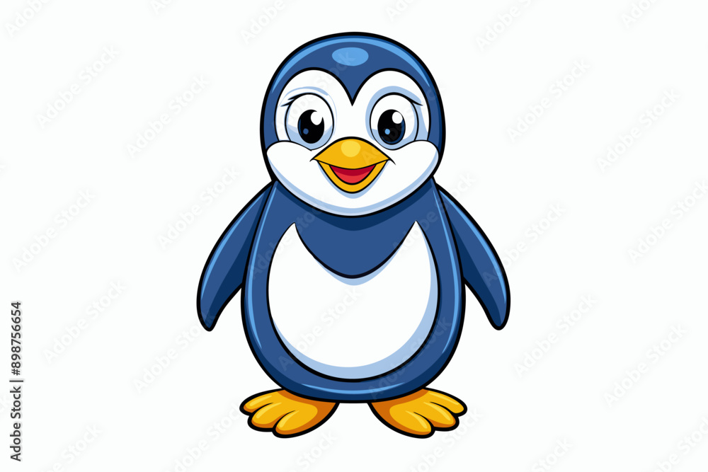 Obraz premium Funny Penguin Vector Illustration, Cartoon, Clipart, Line Art Design on White Background, Funny penguin vector illustration, cartoon, clipart, and line art design on white background.
