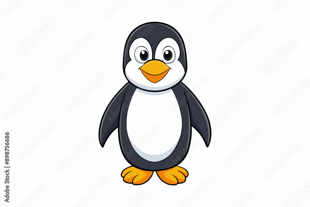 Obraz premium Funny Penguin Vector Illustration, Cartoon, Clipart, Line Art Design on White Background, Funny penguin vector illustration, cartoon, clipart, and line art design on white background.