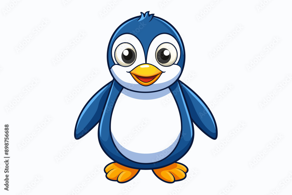 Obraz premium Funny Penguin Vector Illustration, Cartoon, Clipart, Line Art Design on White Background, Funny penguin vector illustration, cartoon, clipart, and line art design on white background.