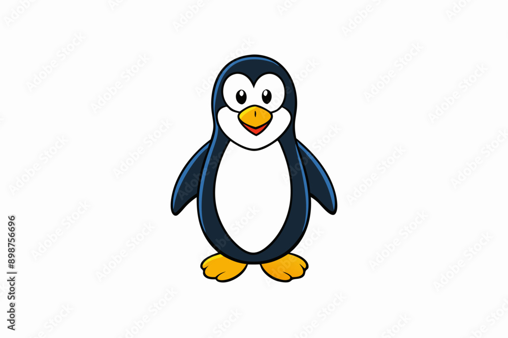 Fototapeta premium Funny Penguin Vector Illustration, Cartoon, Clipart, Line Art Design on White Background, Funny penguin vector illustration, cartoon, clipart, and line art design on white background.