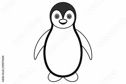 Funny Penguin Vector Illustration, Cartoon, Clipart, Line Art Design on White Background, Funny penguin vector illustration, cartoon, clipart, and line art design on white background.
