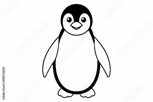 Funny Penguin Vector Illustration, Cartoon, Clipart, Line Art Design on White Background, Funny penguin vector illustration, cartoon, clipart, and line art design on white background.