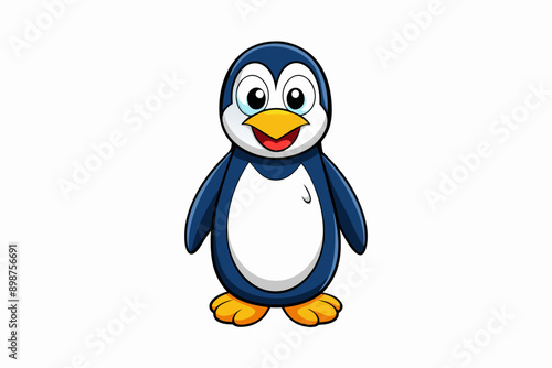Funny Penguin Vector Illustration, Cartoon, Clipart, Line Art Design on White Background, Funny penguin vector illustration, cartoon, clipart, and line art design on white background.